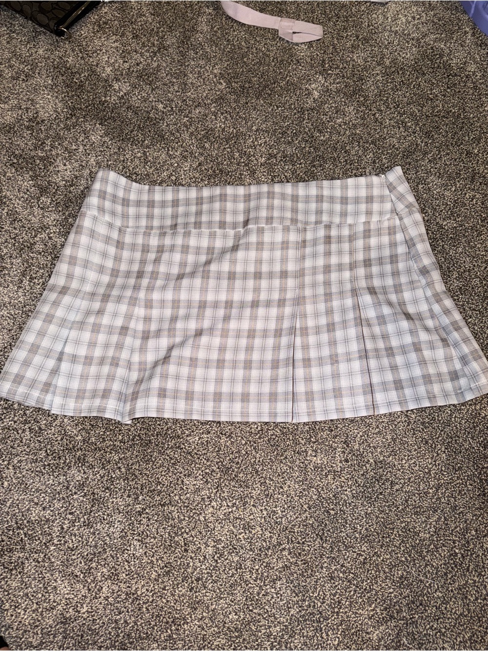 Princess Polly Gray and White Plaid Pleated Mini Skirt